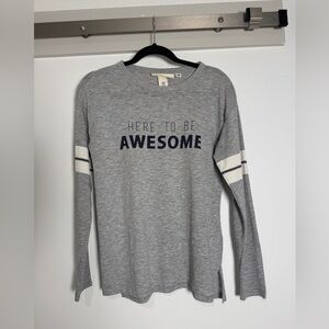 H&M Grey Heather Graphic Long Sleeve Tee XS or Small